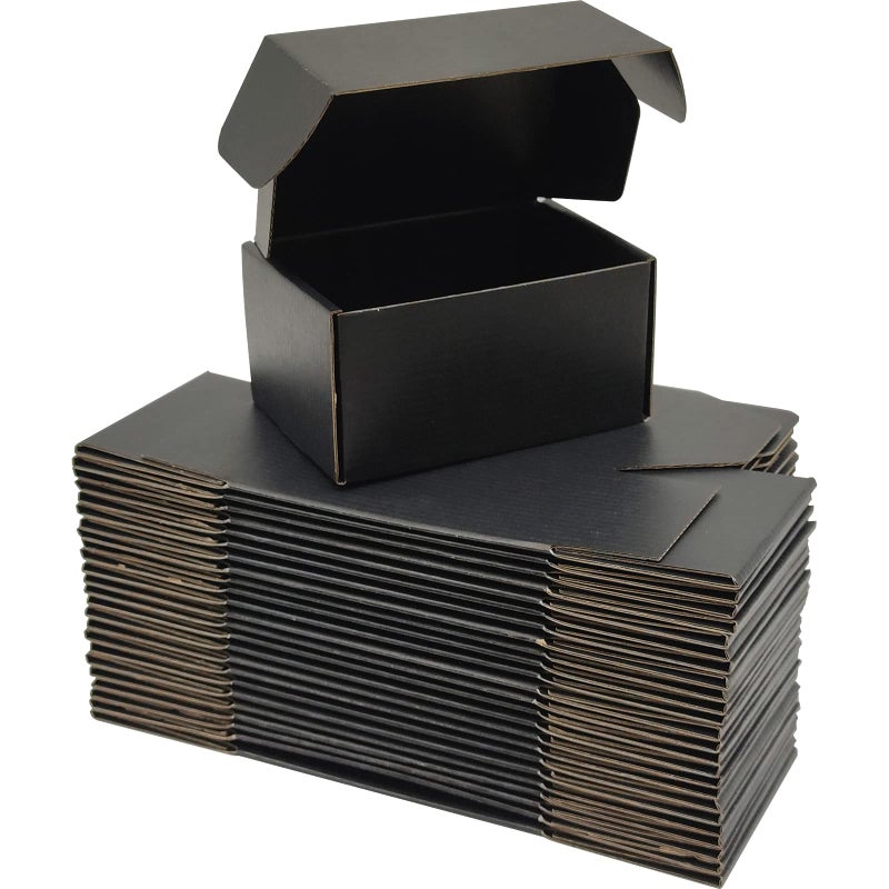 Lmuze Small Black Shipping Boxes for Small Business Pack of 25-6x4x3 inches Cardboard Corrugated Mailer Boxes for Shipping Packaging Craft Gifts Giving Products - Image 1